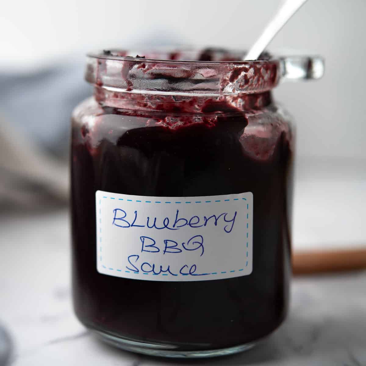 blueberry bbq sauce stored in a jar