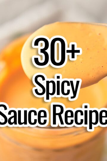 sauce bottle with a spoon and with the 'spicy sauces recipes'