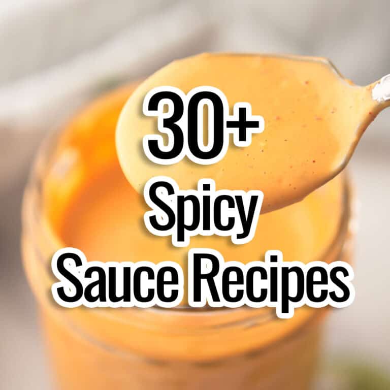 sauce bottle with a spoon and with the 'spicy sauces recipes'