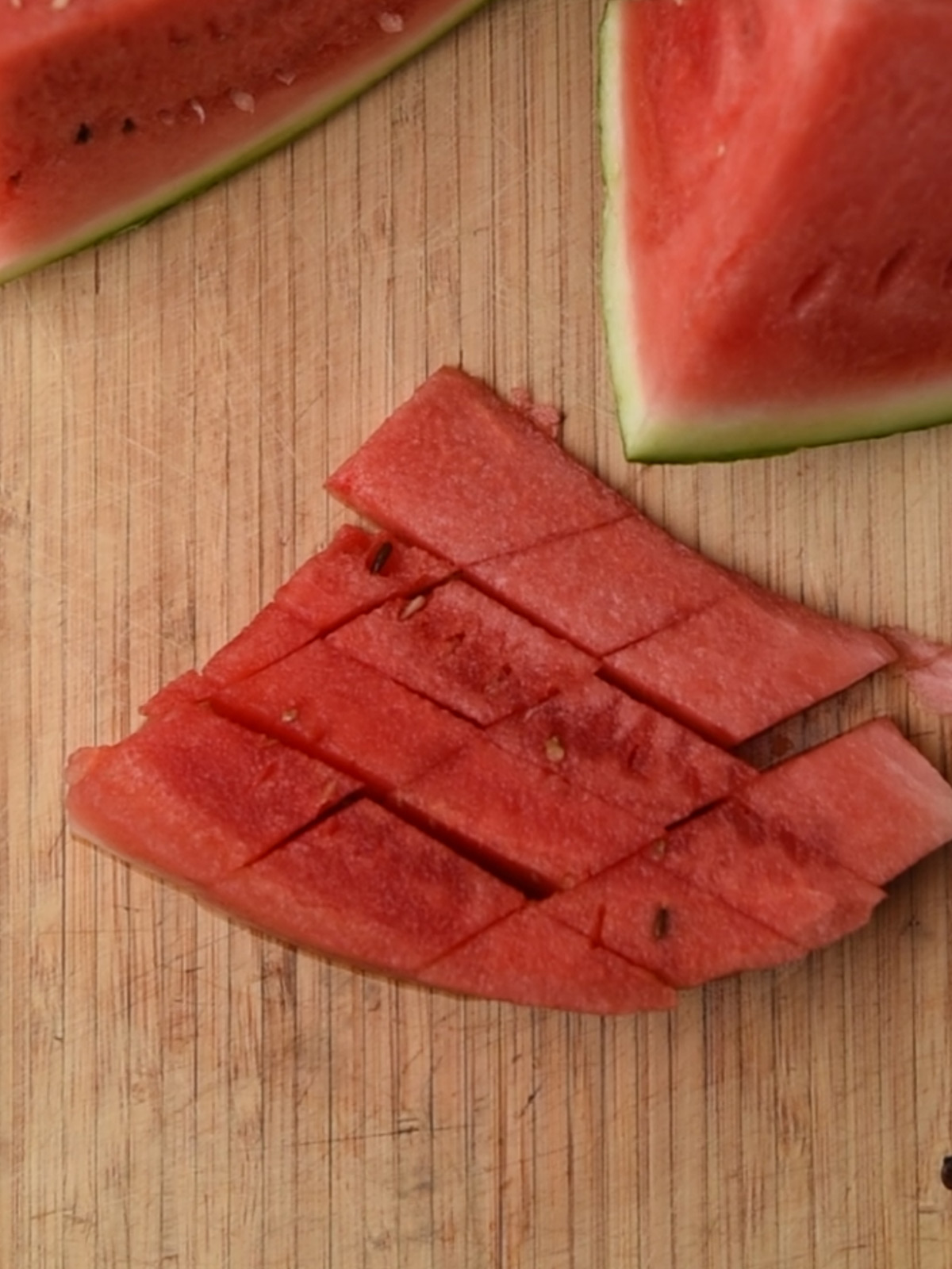 cutting the watermelon.