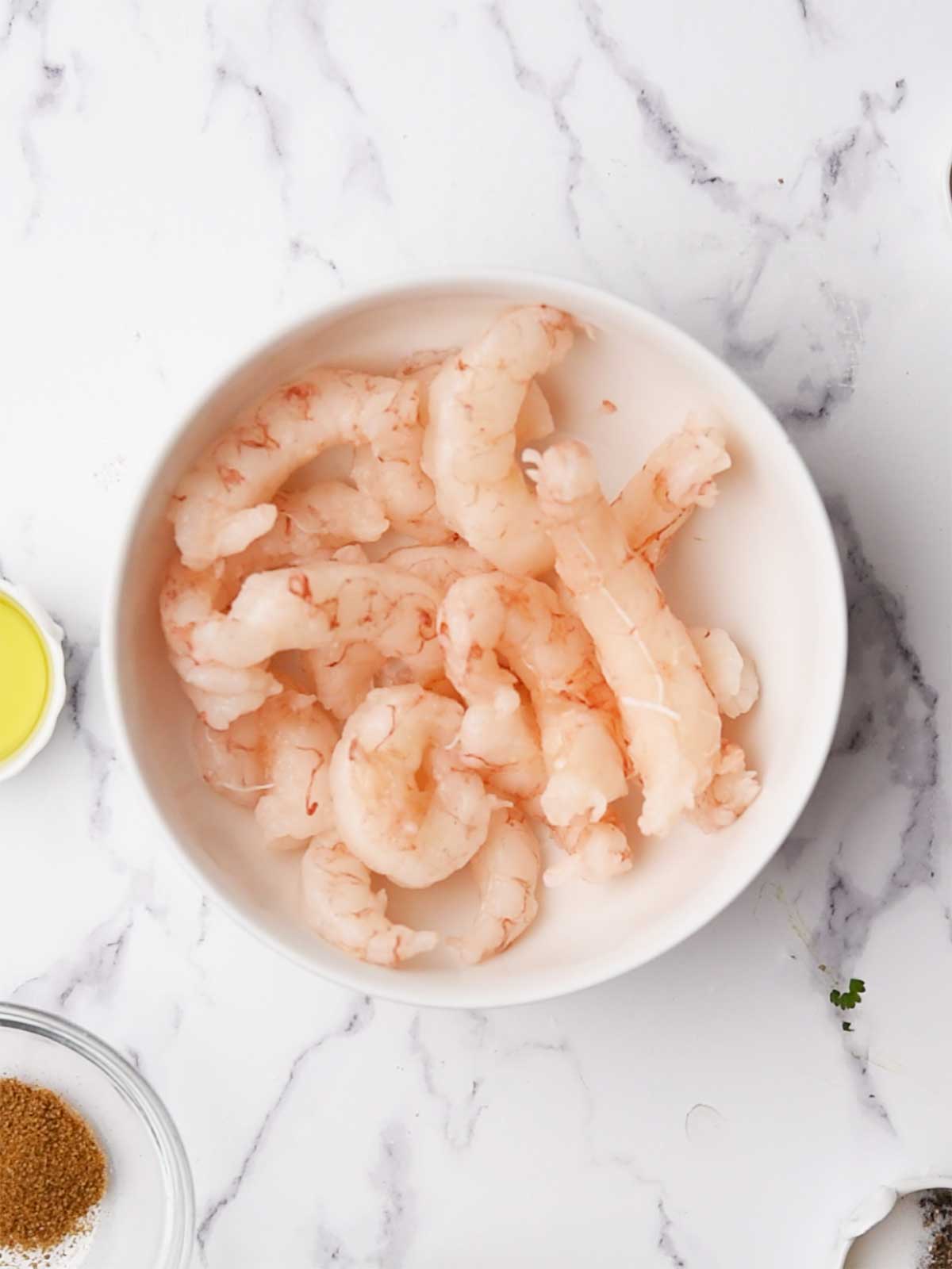 shrimp cleaned and pat dried.